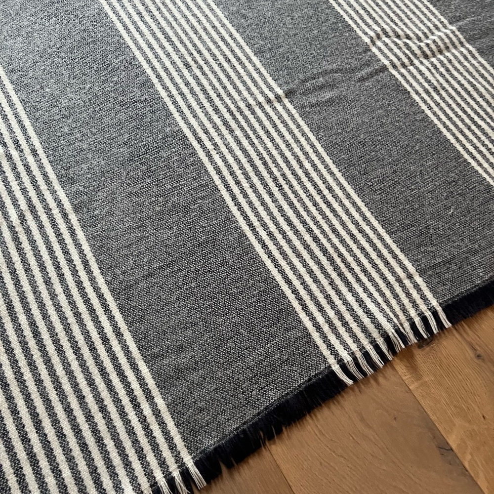 Pottery Barn Clover Fringe Striped Throw Blanket farmhouse cottagecore very soft - Picture 3 of 7